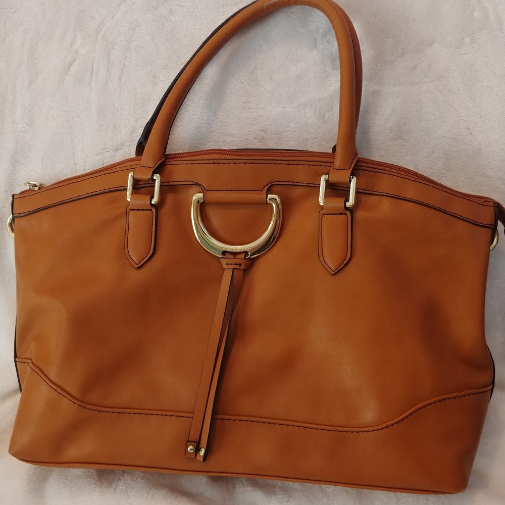 London Fog Cognac Satchel Large